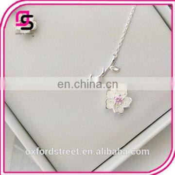 Cherry necklace sterling silver branch Lovely and sweet Japanese contracted flower pendant chain of clavicle