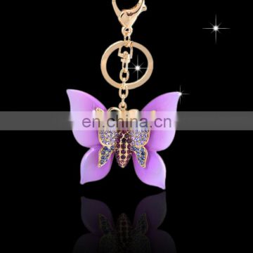 Wholesale Promotional cheap Fashion metal rhinestone insect butterfly Key ring MCA-0055