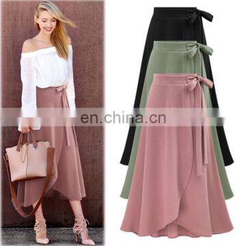 OEM women autumn clothing high waist dress side split maxi skirts