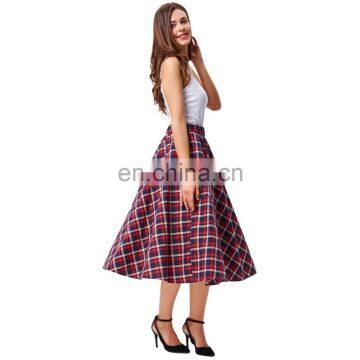 Kate Kasin Women's Vintage Fashion Grid Pattern Plaid A-Line Skirt KK000495-1 photo-3