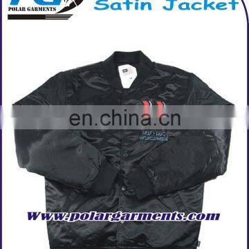 Wholesale shiny black 100% polyester satin jacket