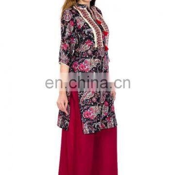 Printed Short Kurta With Beautiful Colors and Tassals in Front for Woman photo-4