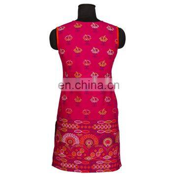 BANDHEJ PRINTED KURTI ON COTTON FABRIC FESTIVAL COLOR WITH V-NECK