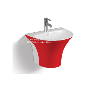 Bathroom Ceramic wall hung colored wash hand basin for sale