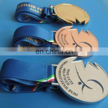 Customized Gold / Silver / Bronze Plated Metal Award Medal for Wheelchair Fencing World Cup photo-2