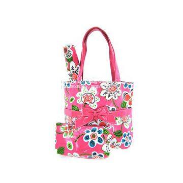 full printed pink tote bag with long handle for selling