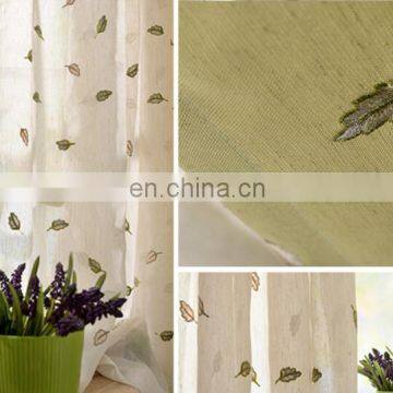 Fantasy Leaf Pattern Elegant Plain Embroidered Texture Linen Curtain for Decor photo-5