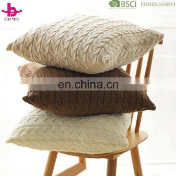 BSCI 100% Polyester Cable Knit Pillow Case Custom Solid Color Cozy Crochet Pillow Case photo-3