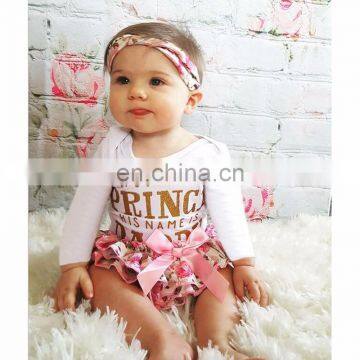 2019 Autumn Newborn Baby Clothes Suit Long Sleeve Letter Print Romper + Floral Shorts + bow Headband 3pcs set