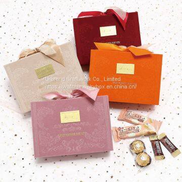 Candy Gift Box, Wedding Companion Gift Box, Wedding Flannel Wedding Candy Box, Bow Knot Portable Flip Book Box, Wedding Net Red Gift Box photo-2