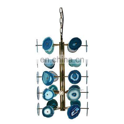 Natural Stone Bamboo Lamp Agate Slice Industrial Farmhouse Chandelier