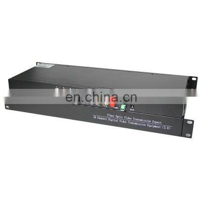 Rackmount 1 Pair Single Mode 1U Return Data 16 Channel FC 20km Fiber Video Converter high quality