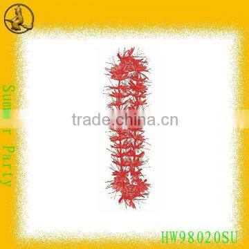 Red Plastic Summer Party Flower Leis With 36 Pairs of Flower