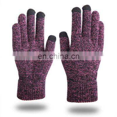 Custom Logo Winter Knit Mittens Gloves Touchscreen Warm Thermal Soft Elastic Gloves for Women Men photo-4