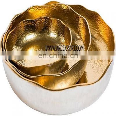 White & gold curved luxury large bowl