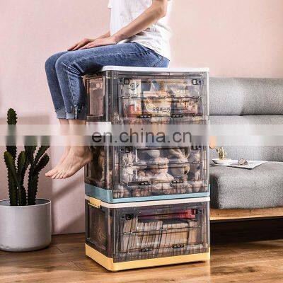 stackable bins storage container two sides drop open door toys sundries and clothes storage organizer container box bin