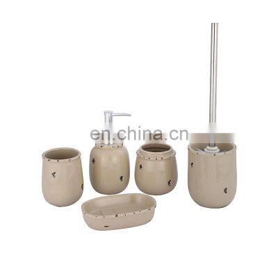 Ceramic toilet accessories bathroom set Organization Ceramic 5 Pieces Set bathroom accessories hotel