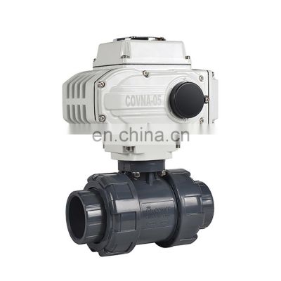 UPVC Motorized Ball Valve Two Ways Double Union Socket Modulating Type 4-20mA  electric ball valve pvc ball valve 1/2