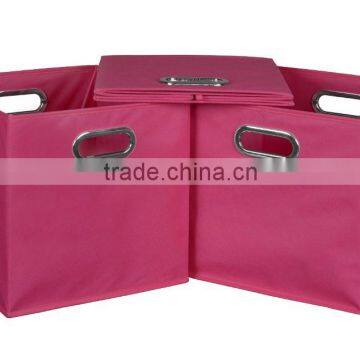 Non-woven Foldable Fabric Storage Bins Cubes Set of 3 with 2 metal handles