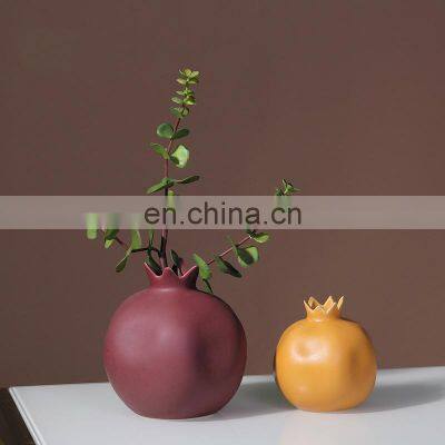 ENO Modern Morandi color ceramic pomegranate  Crafts ornaments home decor Flower vase