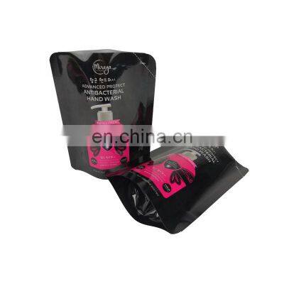 Refillable Glossy Black Stand up Pouch Plastic Liquid Hand Soap Packaging With Own Logo Printed photo-4