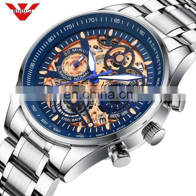 Free shipping NIBOSI New Hollow Fashion Large Dial Men's Watch Multifunction Calendar Sports Watch Waterproof Quartz Watch