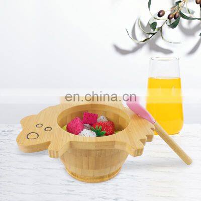 Bamboo Silicone Baby Spoon Bowl Amazon Sells Silicone Suction Bamboo Plate Bowl For Feeding Kids photo-5