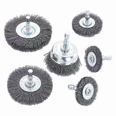 Wire brush,1/4-inch round handlehexagonal handle, made of carbon steel, for rust removal and polishing - a durable and efficient tool