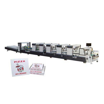 Automatic Four Six Corner Glue Points Pasting Board Cake Pizza Box Gluing Folding Machine