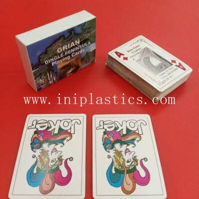 we produce custom  card games size 9x6cm 2 -4 jokers packed in a paper boxes