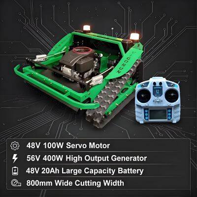 Vigorun RC Slope Mower 9.2kW Loncin Engine 800mm Cutting Width Max 60° Working Angle CE EPA for Hillside & Orchard Use