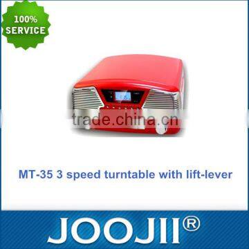 3-Speed Turntable With Lift-lever, Multi-function Turntable Music Support PLL Radio, USB/SD Recording, Approval CE & Rohs