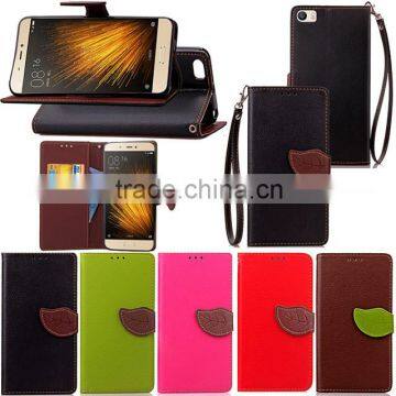 For Xiaomi Mi5 Leaf PU Leather Case, card holder leather case for Xiaomi Mi5