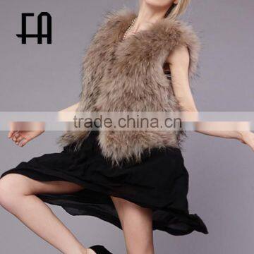 Factory wholesale raccoon knitted fur gilet /raccoon knitted fur vest