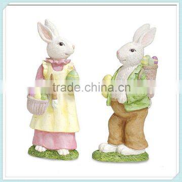 Holiday rabbit figurines polyresin easter bunny