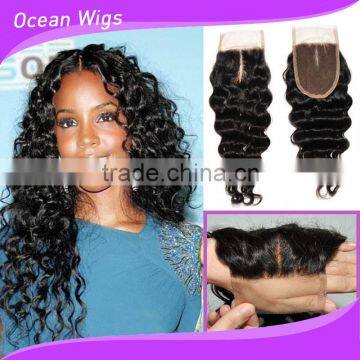 brazilian natural part hair weaving closure piece