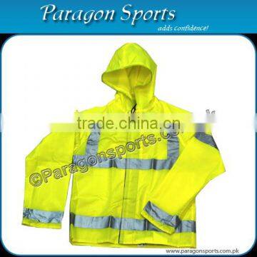 Hi-vis rain jacket with reflective tapes