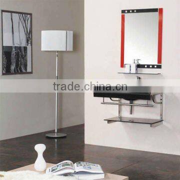 Red and black color bathroom vanity unit/glass bathroom vanity unit/vanity units for small bathrooms