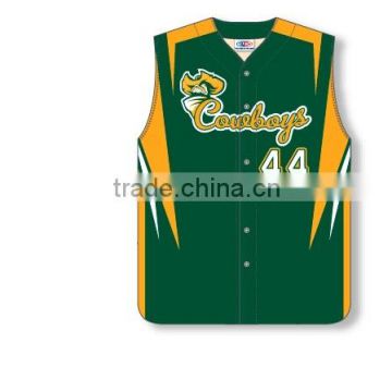 Custom Full Buttons Sublimated Sleeveless Cowboys Baseball Jersey/Shirt made of Moisture Wicking Cool Polyester fabric