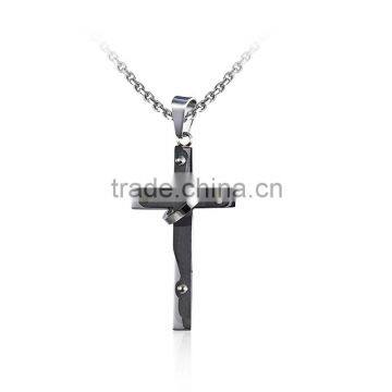 DAIHE Stainless Steel Christian Cross Simple Gold Pendant Design photo-3