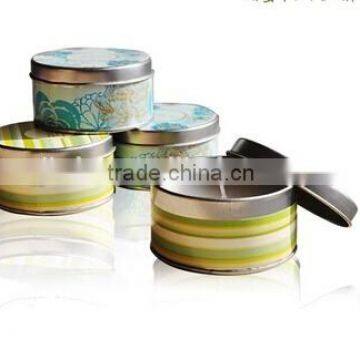 small metal wholesale candle tin box with pour spout lid,Round candle tin box