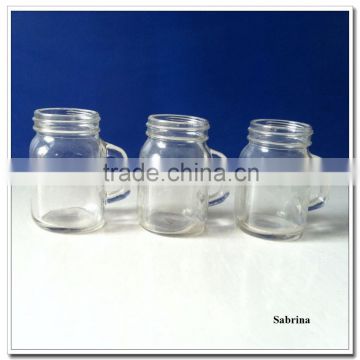 100ml small glass mason jar mug with handle high quality wholesale