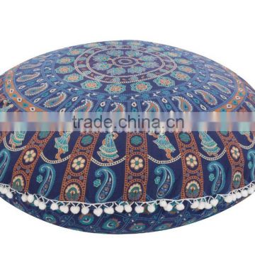 Large Mandala Round Pillows 32" Floor Meditation Cushion Cover Boho Throw Poufs Indian Art