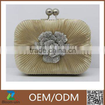 New Arrival Crystal Flower Silk Dinner Party Bags Elegant Evening Bag for Women