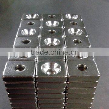 Permanent strong LED block magnets with countersunk hole used for LED flashlight