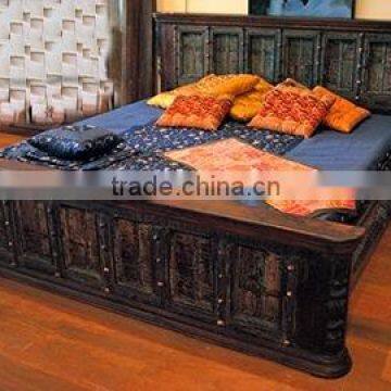 Wooden old door antique bed with antique finish