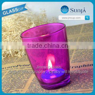 2014 hot sale christamas glass candle holder colorful wedding decorations votive frosted candle holder