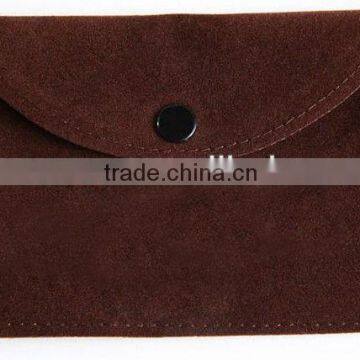 coffe flocking velvet jewelry pouch with stitching