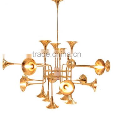 MAX25W Unique Gold Trumpet Chandeliers with E14*24 for Construction Project