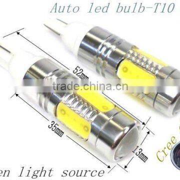 TOP Sales- T10 7.5W/11W/15W high power -hottest auto led bulbs 5W cree chip+6W side led chips-12v led car bulbs led lighting